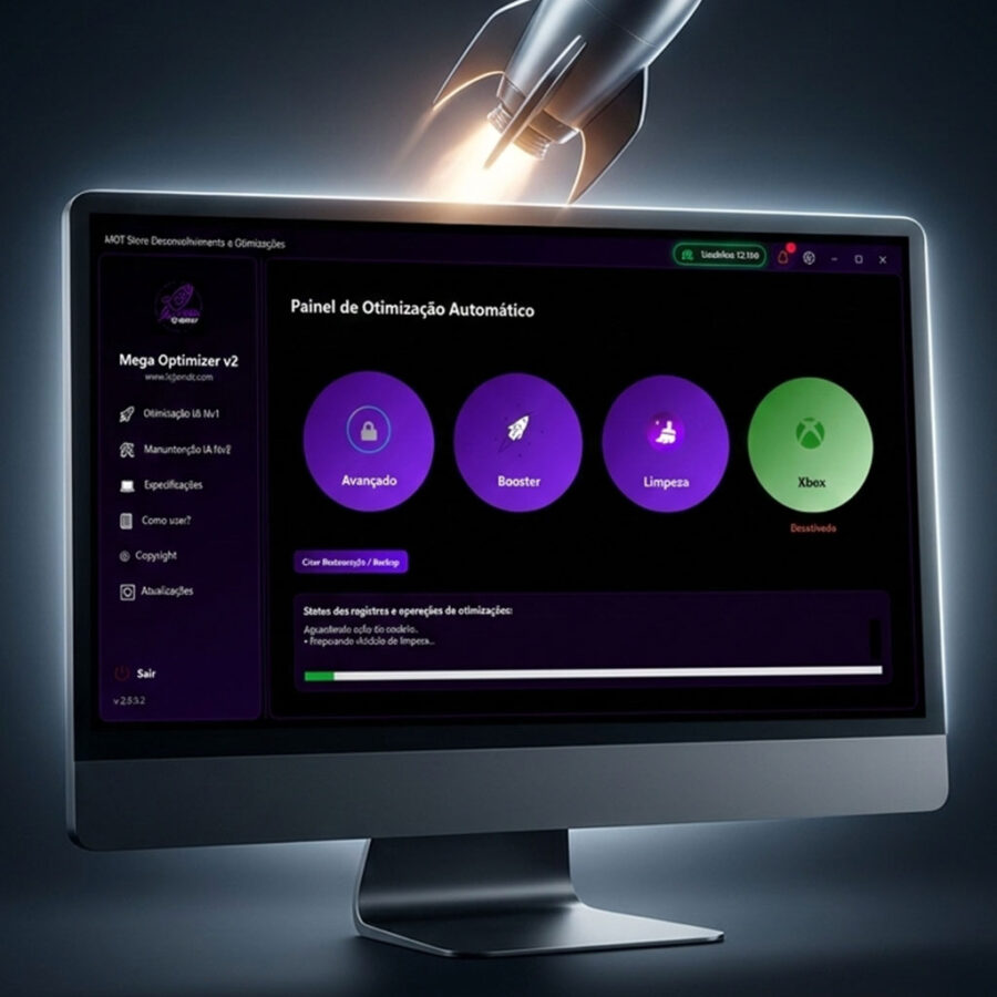 Mega Optimizer v2 Painel de Otimização Automático para Computadores Windows 10/11 Completo